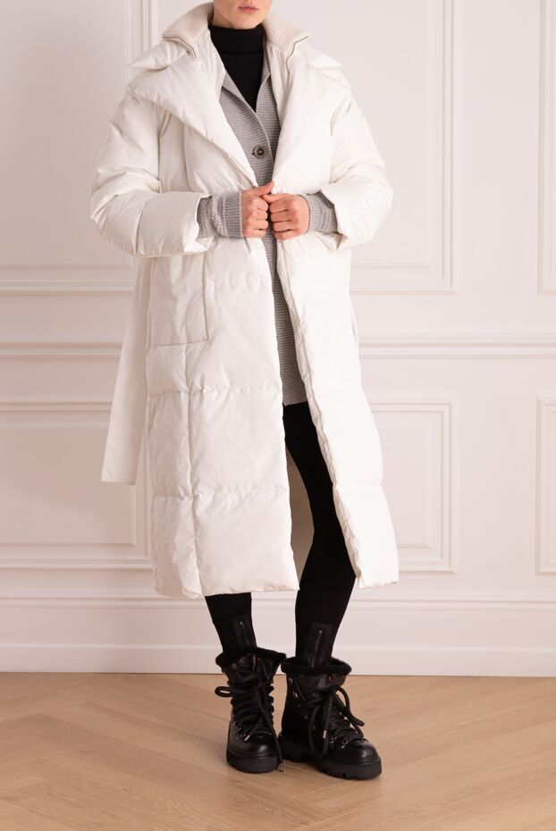 Fabiana Filippi long ivory down coat with down and accent collar
 170477 - photo 2