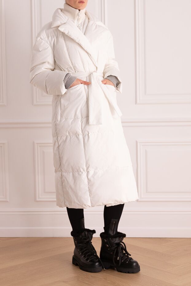 Fabiana Filippi long ivory down coat with down and accent collar
 170477 - photo 3