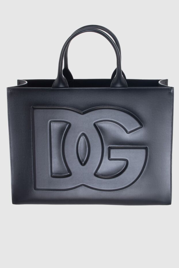 Dolce & Gabbana сумка-торба женская кожаная черная большая с лого 170514 - фото 1