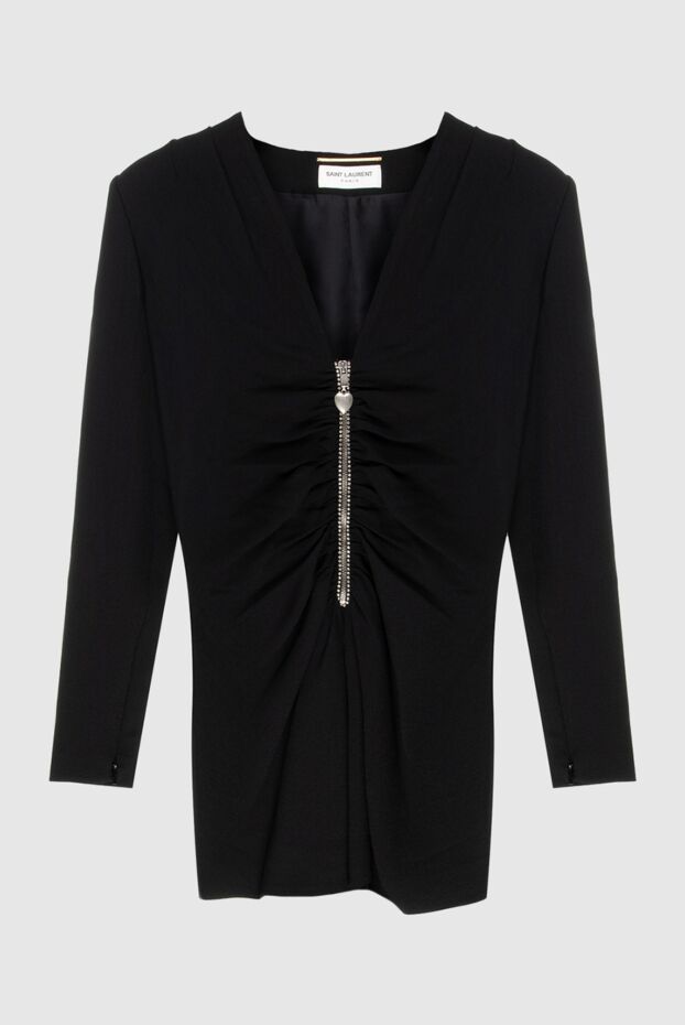 Saint Laurent women's black wool jumpsuit with zipper and drapery
170757 - photo 1