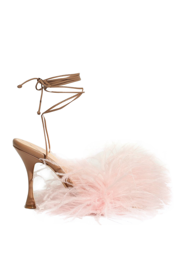 Magda Butrym women's leather sandals decorated with feathers, beige 170790 - photo 1