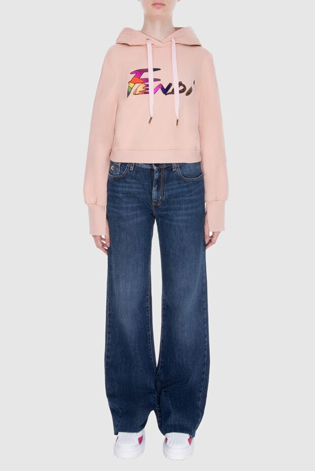 Fendi women's crop hoodie with a hood and a bright print 170815 - photo 2