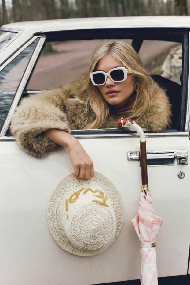 Fendi панама-тоқыма әйелдер ақ мақта және сары логотипі. 170825 - фото 2
