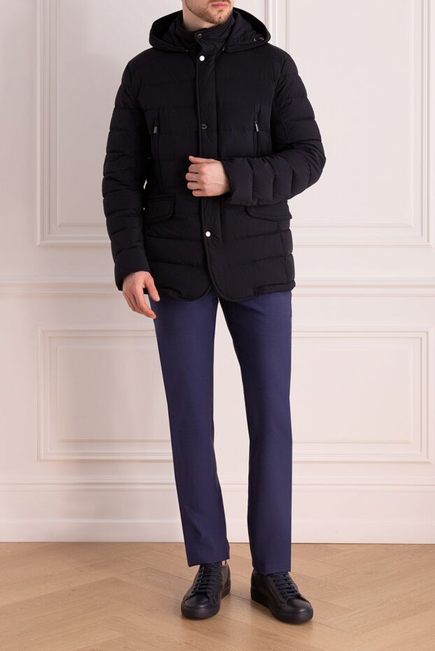 Moorer men's blue down jacket with snap buttons and a hood 170893 - photo 2