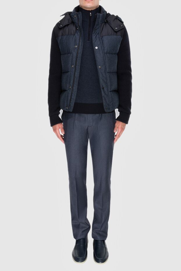 Moorer men's black wool down jacket with contrasting inserts 170897 - photo 2