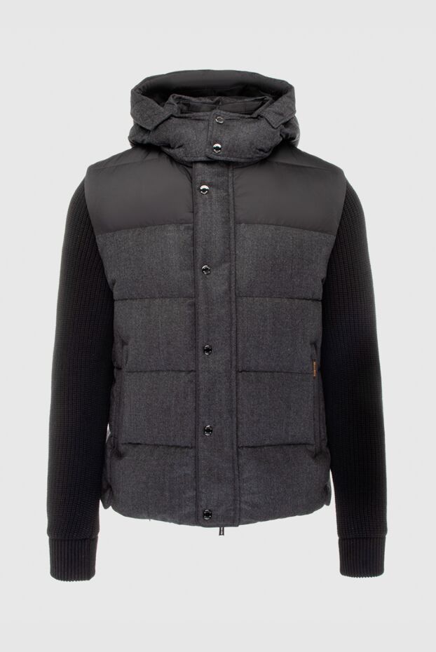 Moorer men's black wool down jacket with a hood and knitted sleeves 170906 - photo 1