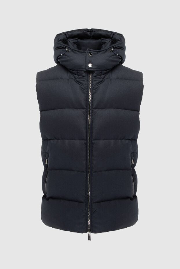 Moorer men’s blue wool and cashmere zip-up vest with hood 170913 - photo 1