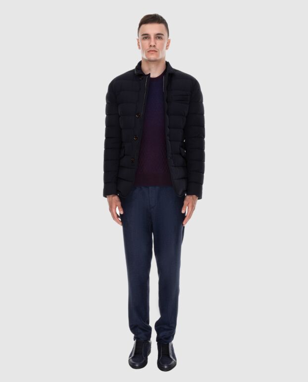 Moorer men's dark blue down jacket with a contrasting collar 170921 - photo 2