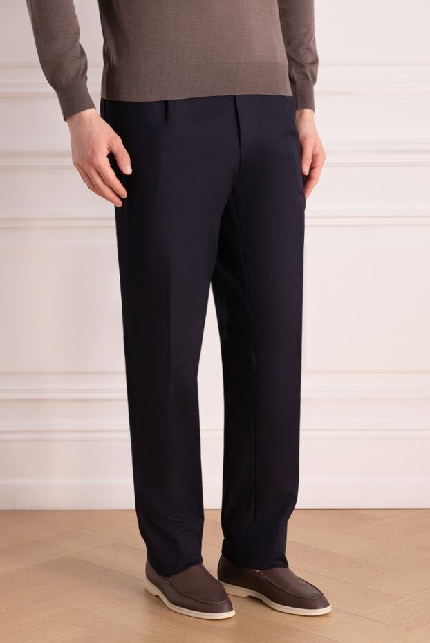 PT01 (Pantaloni Torino) классикалық кесіндідегі ерлердің көк шалбары 170931 - фото 3