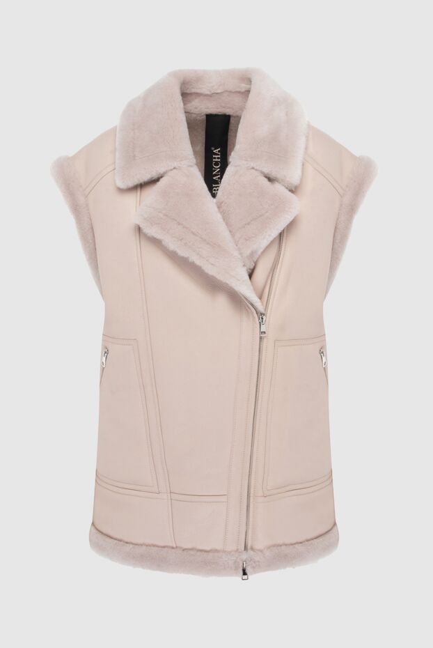 Blancha beige leather and fur vest for women 170975 - photo 1