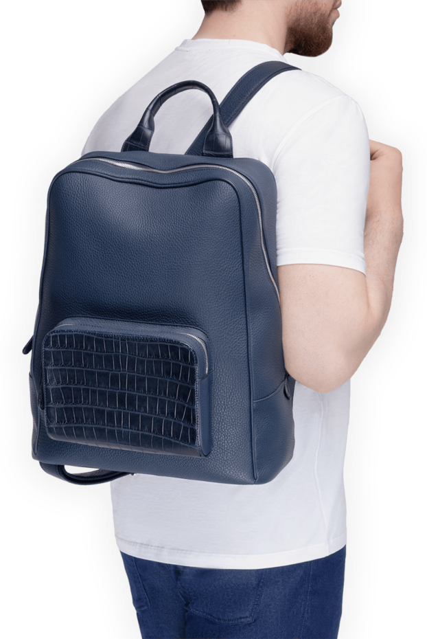 Cesare di Napoli alligator leather backpack blue for men 170988 - photo 2