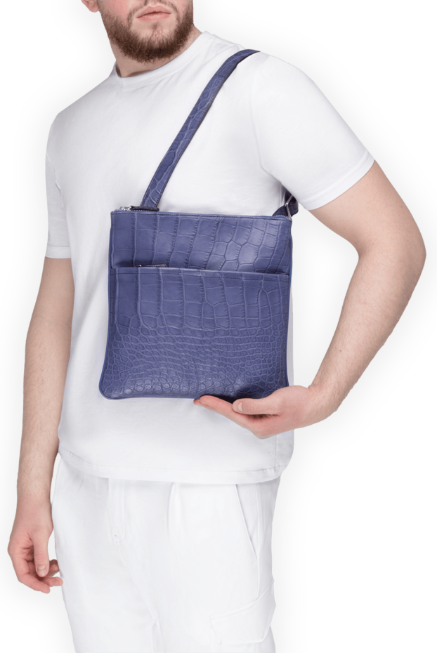 Cesare di Napoli shoulder bag in blue alligator leather for men 170990 - photo 2