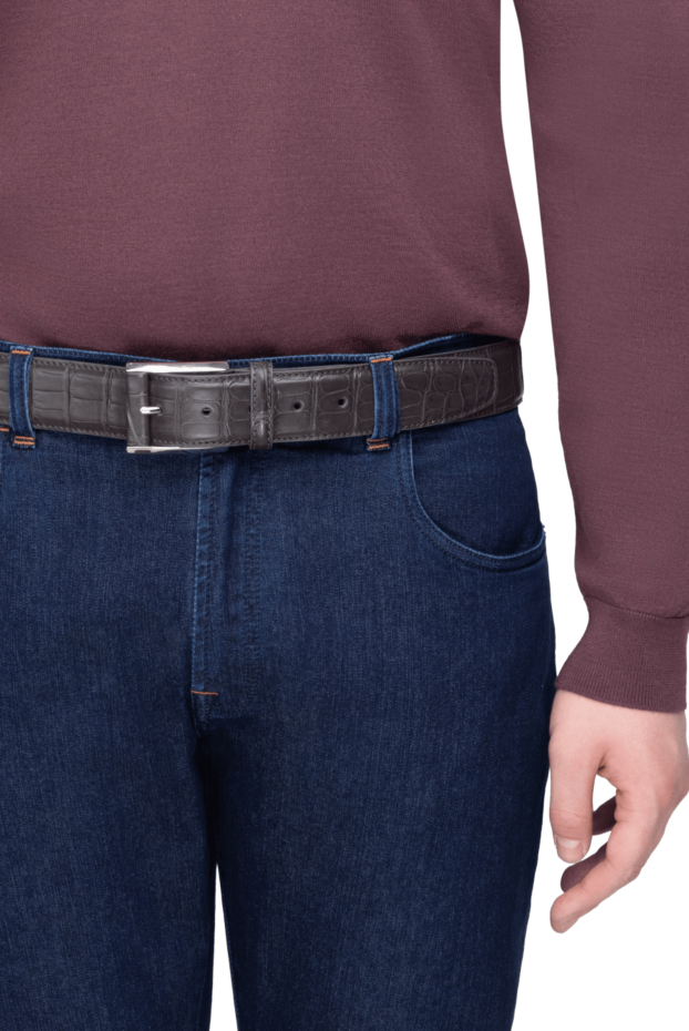 Cesare di Napoli dark grey crocodile leather belt 171000 - photo 3