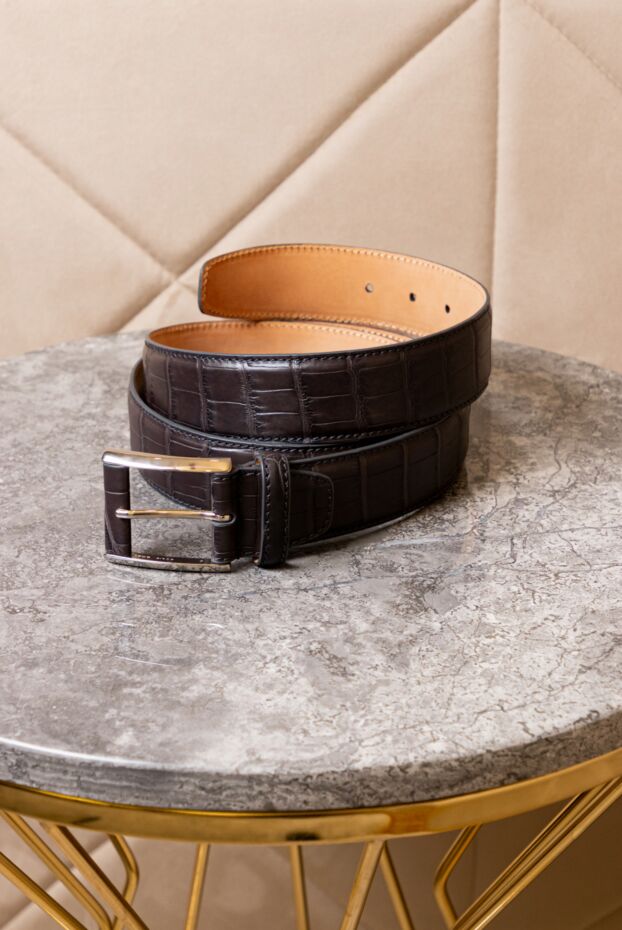 Cesare di Napoli dark grey crocodile leather belt 171000 - photo 2