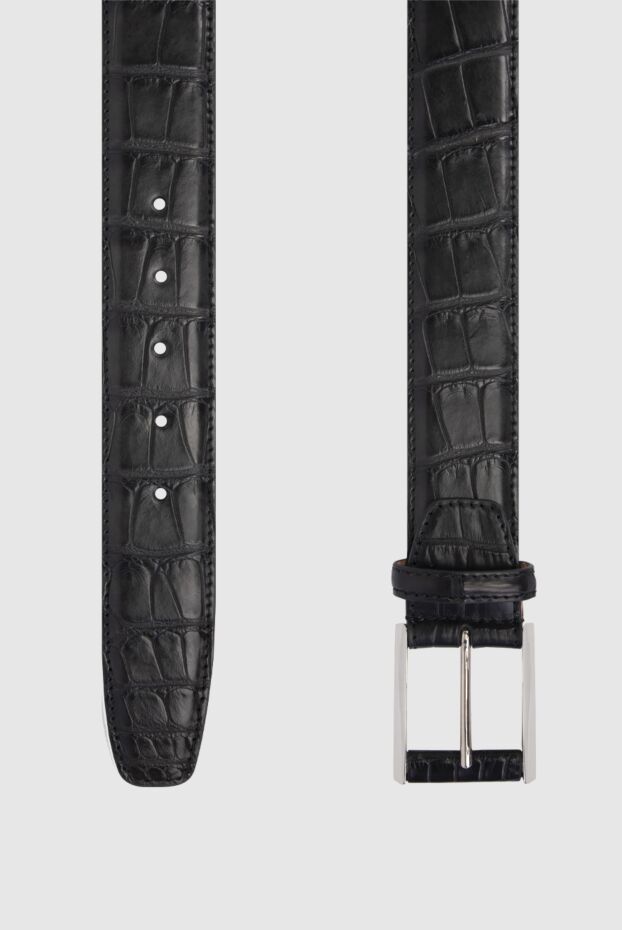 Cesare di Napoli black crocodile leather belt with polished metal buckle 171003 - photo 3