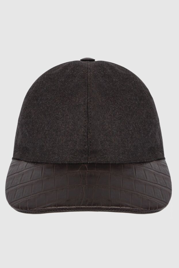 Cesare di Napoli cap with crocodile leather visor dark brown for men 171020 - photo 1