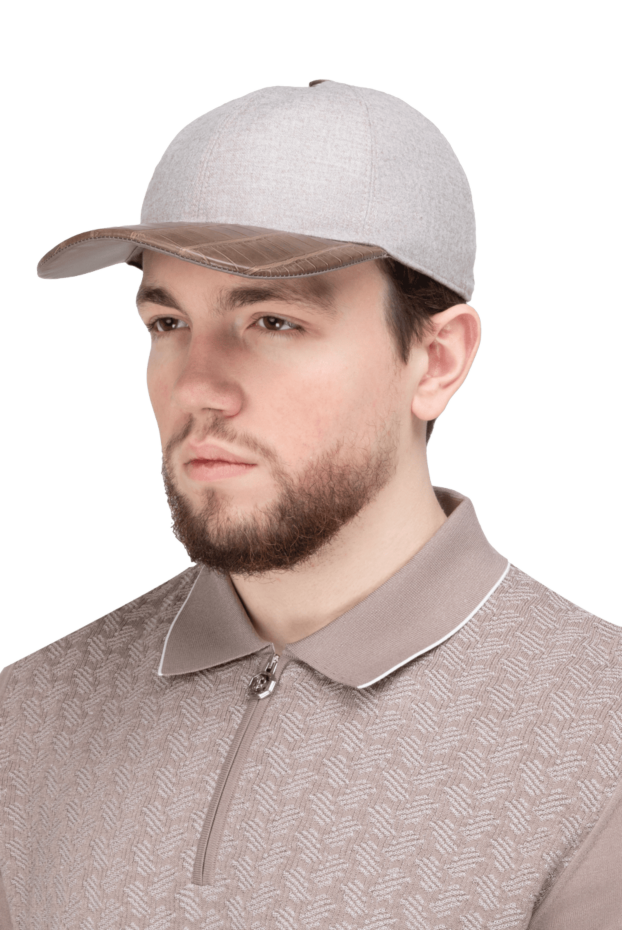 Cesare di Napoli cap made of crocodile leather gray for men 171021 - photo 2