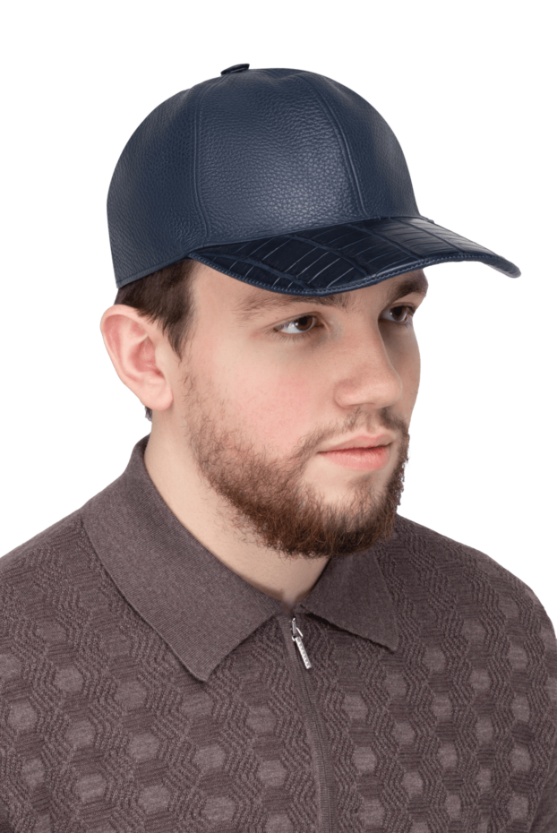 Cesare di Napoli cap made of crocodile leather blue men's 171022 - photo 2