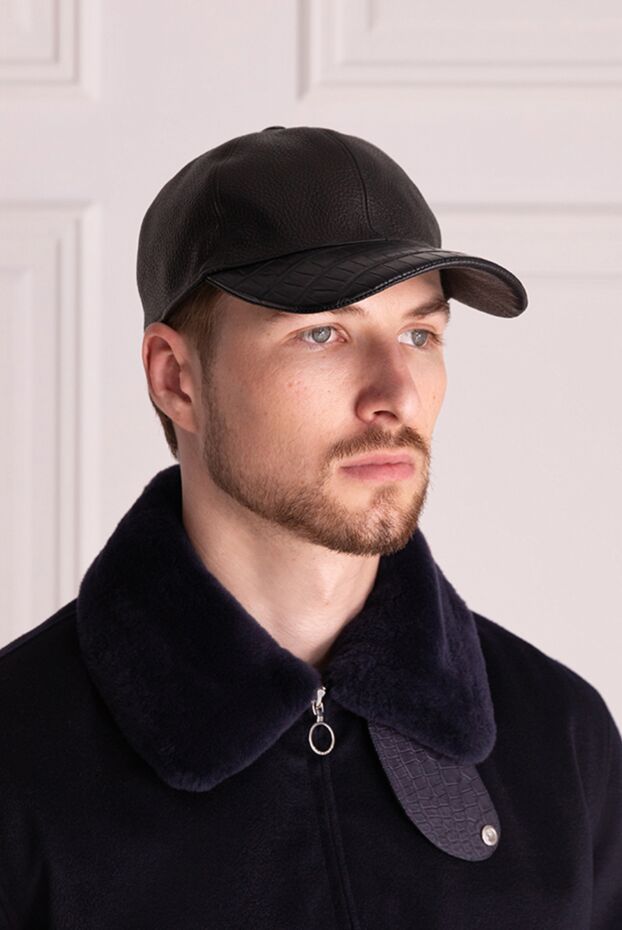 Cesare di Napoli black crocodile leather cap for men 171024 - photo 2
