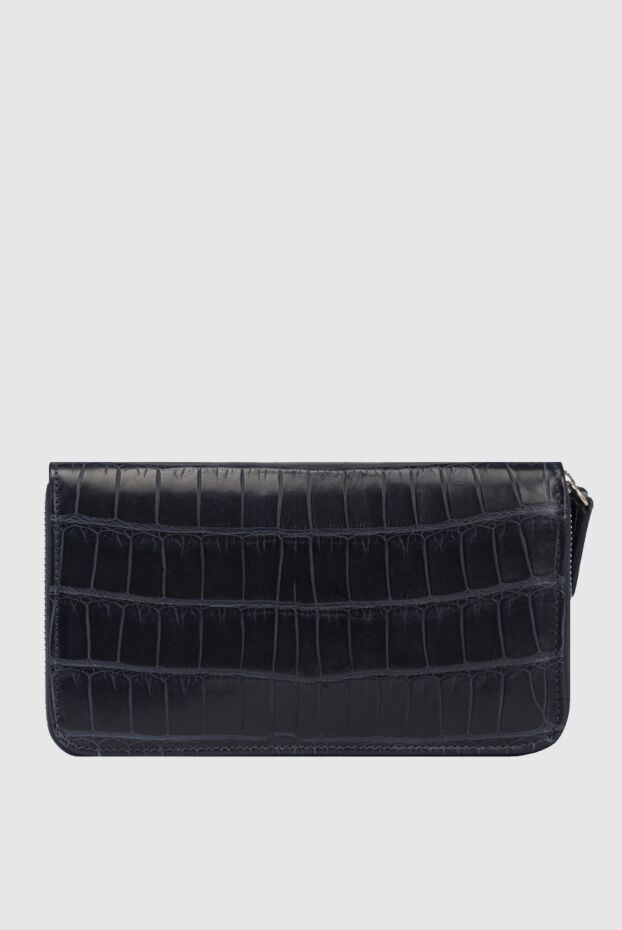 Cesare di Napoli men's dark blue alligator leather clutch with two zipped compartments 171028 - photo 1