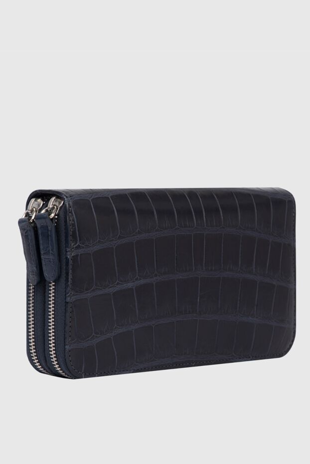 Cesare di Napoli men's dark blue alligator leather clutch with two zipped compartments 171028 - photo 2