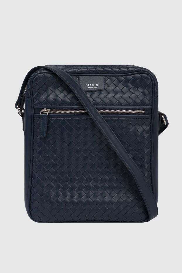 Cesare di Napoli blue calf leather shoulder bag for men 171038 - photo 1