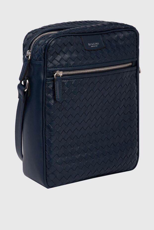 Cesare di Napoli blue calf leather shoulder bag for men 171038 - photo 3