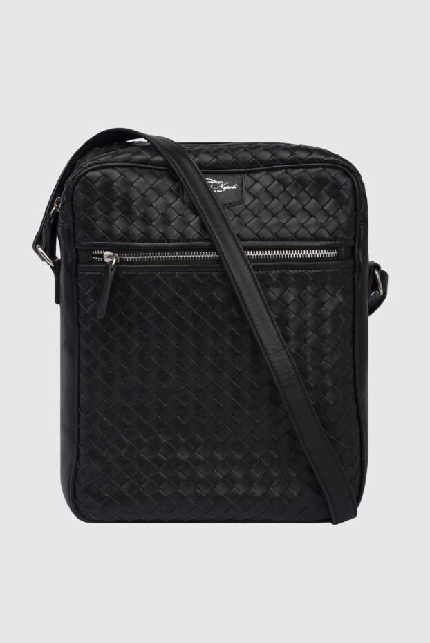 Cesare di Napoli black men's calfskin shoulder bag with woven detailing 171039 - photo 1