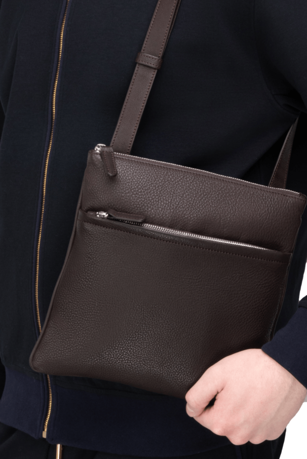 Cesare di Napoli shoulder bag made of calf leather brown men's brown 171041 - photo 2