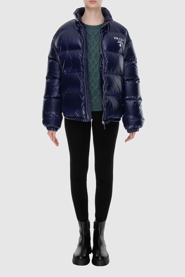 Prada women's dark blue down jacket with a smooth texture and a slight sheen
 171064 - photo 3