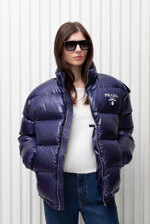 Prada women's dark blue down jacket with a smooth texture and a slight sheen
 171064 - photo 2