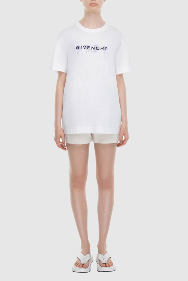 Givenchy women's cotton white t-shirt with a black logo 171071 - photo 2