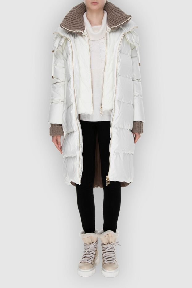 Stilnology white women's down jacket with knitted collar and cuffs

 171110 - photo 2