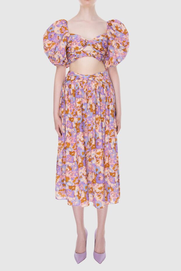 Zimmermann костюм с юбкой из хлопка фиолетовый женский костюм с юбкой 171198 - фото 2