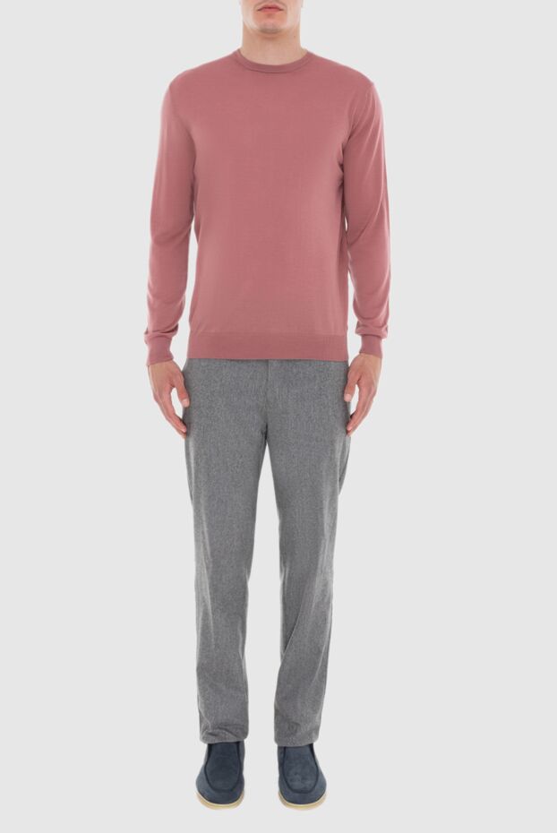 Cesare di Napoli men's jumper in plain plain wool in soft pink tone

 171219 - photo 2