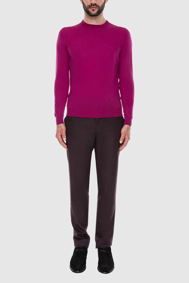 Cesare di Napoli fitted bright purple wool jumper for men 171230 - photo 2