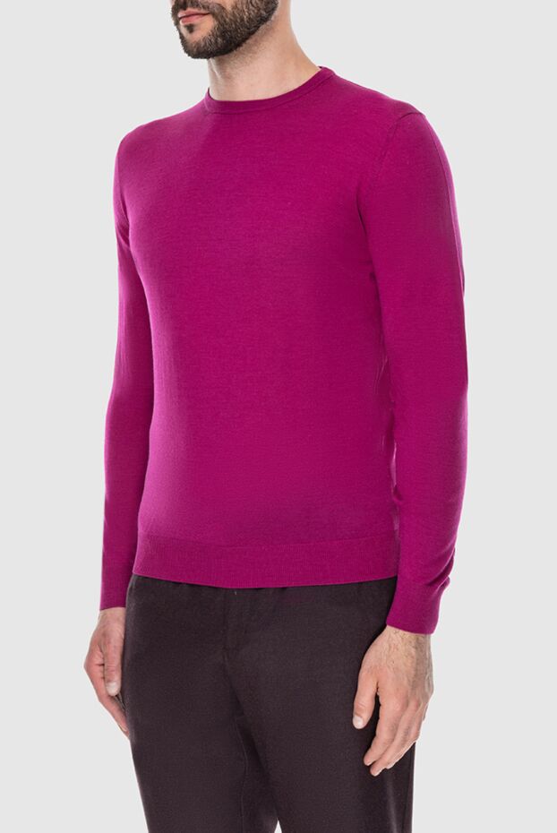 Cesare di Napoli fitted bright purple wool jumper for men 171230 - photo 3