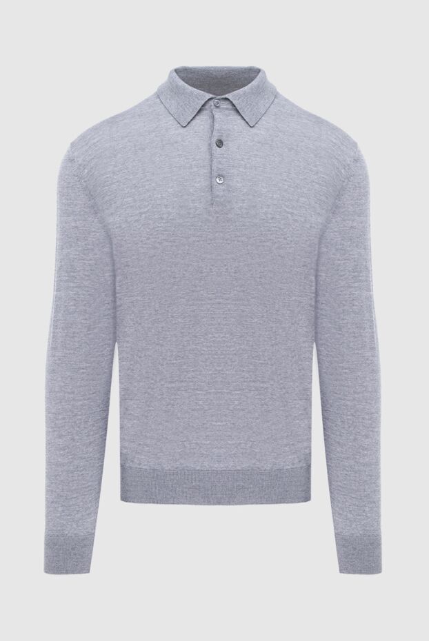 Cesare di Napoli men's long sleeve grey melange wool polo shirt 171241 - photo 1