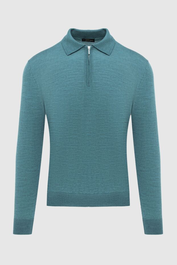 Cesare di Napoli men's long sleeve wool green melange polo shirt 171245 - photo 1