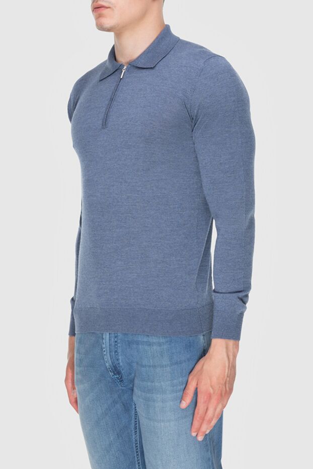 Cesare di Napoli blue long-sleeve polo shirt with a zip-up collar
 171250 - photo 3