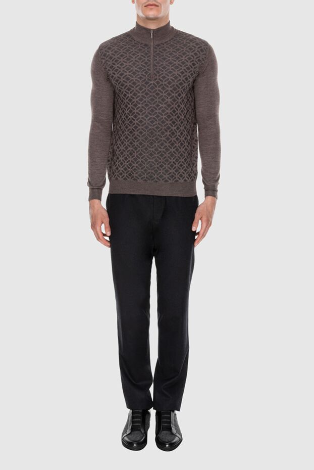 Cesare di Napoli brown troyer in a contrasting textured pattern for men 171383 - photo 2