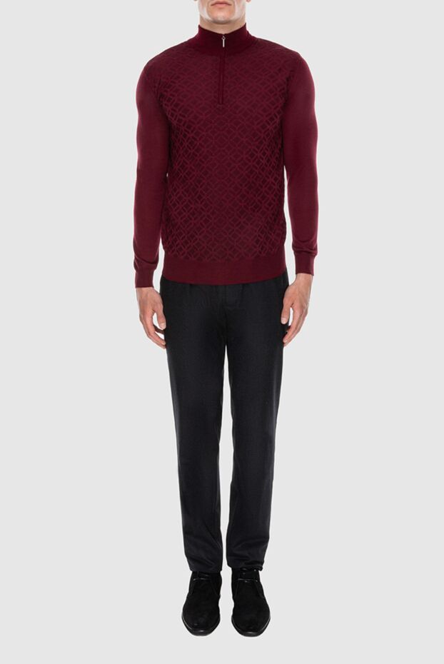 Cesare di Napoli burgundy troyer in a contrasting textured pattern for men 171384 - photo 2