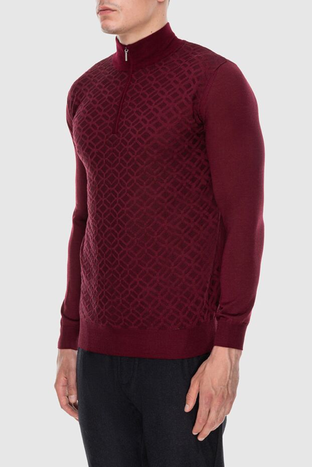 Cesare di Napoli burgundy troyer in a contrasting textured pattern for men 171384 - photo 3