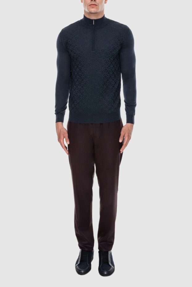 Cesare di Napoli blue troyer in a textured pattern for men 171385 - photo 2