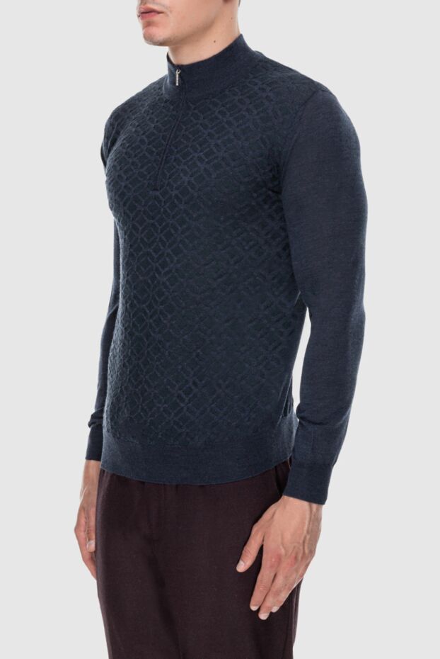 Cesare di Napoli blue troyer in a textured pattern for men 171385 - photo 3