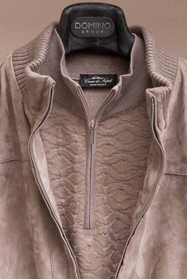 Cesare di Napoli beige cashmere and silk troyer with 3d pattern and zip 171387 - photo 2