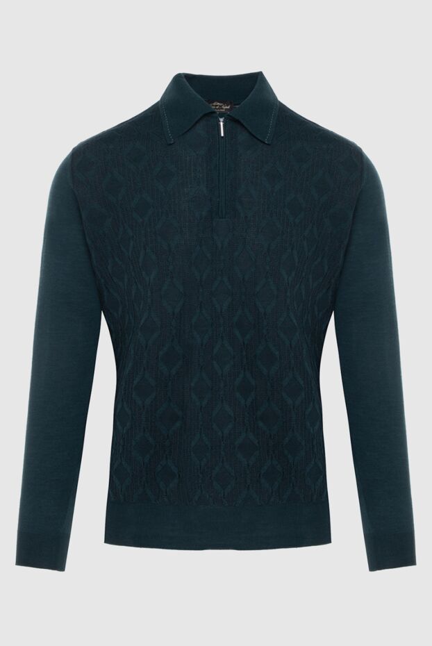 Cesare di Napoli silk-cashmere polo with textured pattern and zip
green 171399 - photo 1
