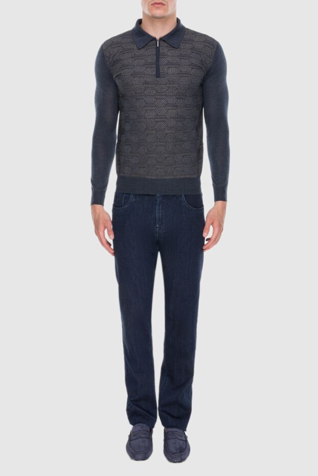 Cesare di Napoli navy blue long sleeve polo in soft cashmere and silk
 171403 - photo 2