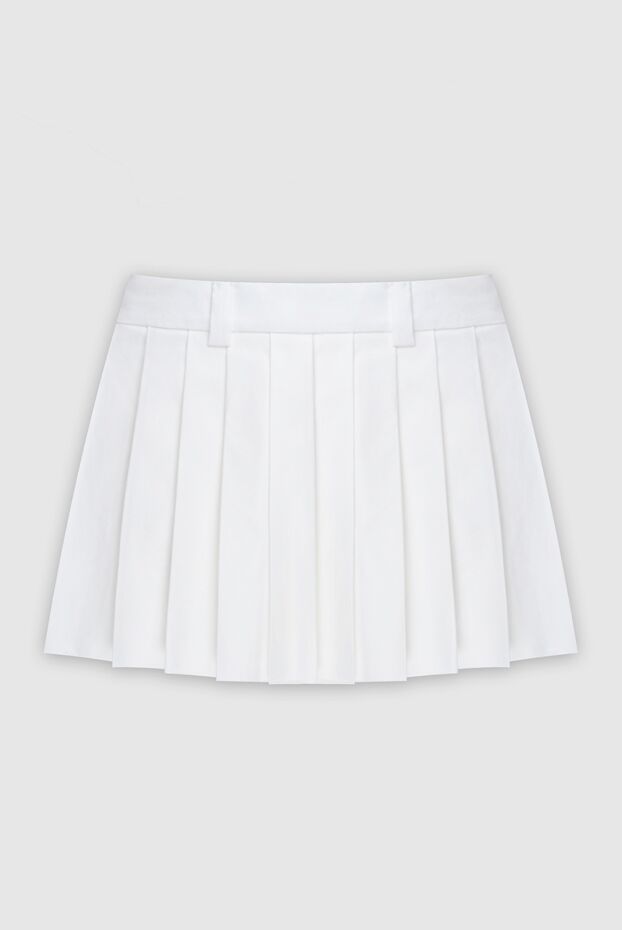 Miu Miu mini-skirt pleated white made of thick cotton with belt loops 171426 - photo 1