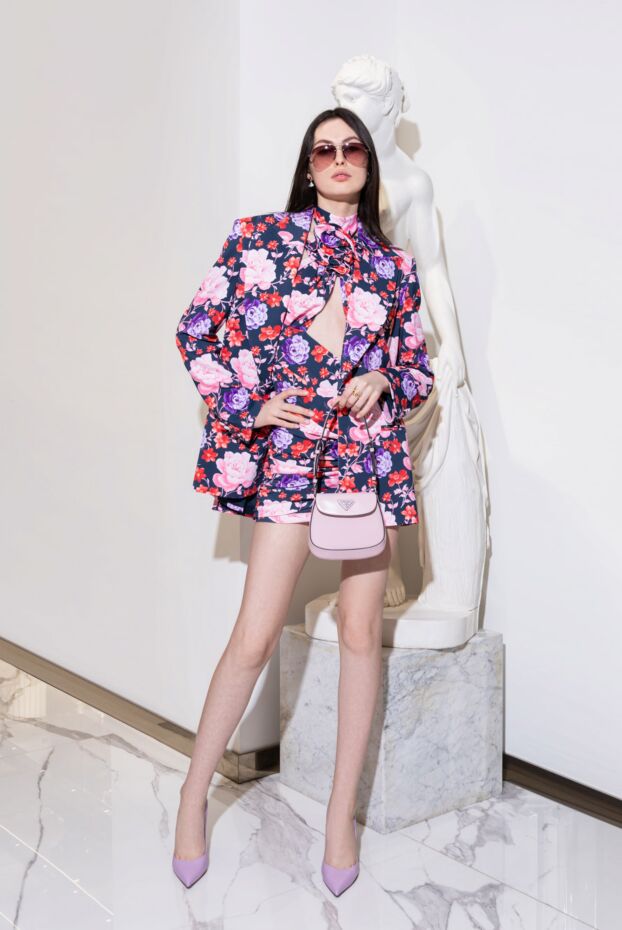 Prada логотипі бар ашық қызғылт былғарыдан жасалған әйелдер сөмкесі 171441 - фото 2